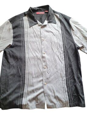 Men's black and gray SOBRINO short sleeve button down bowling shirt size L